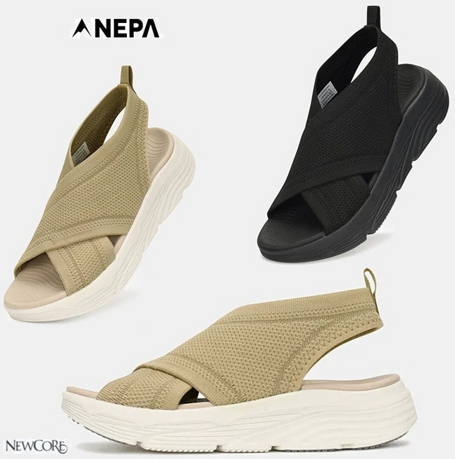 네파_NEPA_여성 니트패턴을 'X' 형태로 업그레이드한 쿠셔닝이 우수한미드솔로 푹신푹신한 착용감!! 미끄럼 방지! 경량성! 족막염 키높이! 클레타 샌들25_7L47670