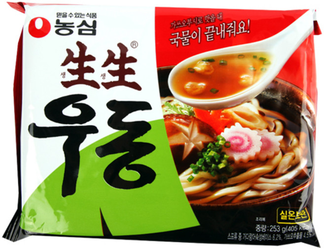 생생우동 봉지면 5봉 생생우동 시원한 국물 농심 우동라면, 253g, 5개