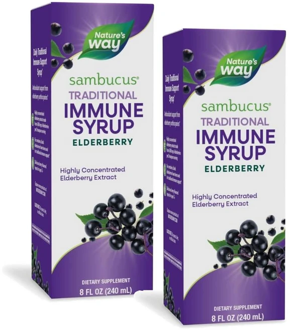 네이처스웨이 삼부커스 엘더베리 트레디셔널 이뮨 시럽 Nature's Way Sambucus Immune Syrup, 2개, 240ml - 쿠팡