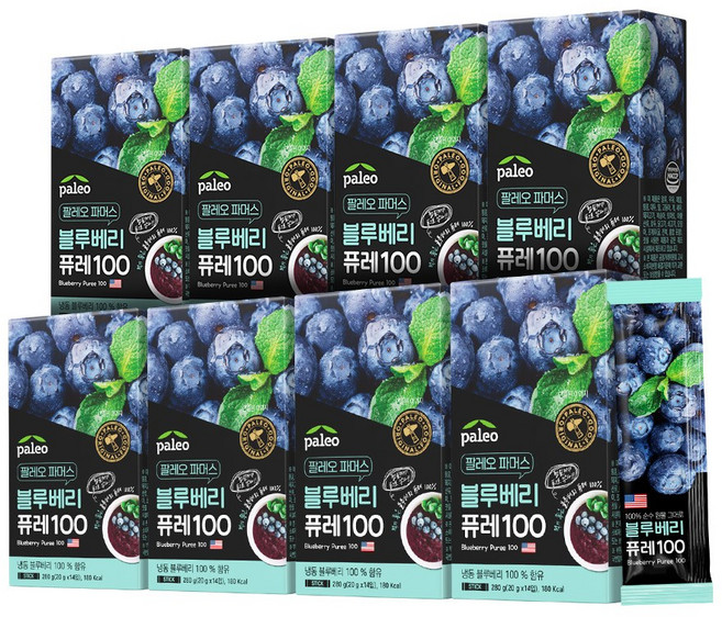 팔레오 블루베리 퓨레 100 14p, 280g, 8개