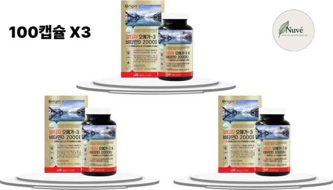 미국 직수입 비타민D 비타민E 불포화지방산 알티지오메가3, 100정, 3개 - 쿠팡