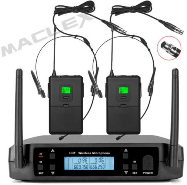 맥렉스 GLXD4 무선 마이크 2 채널 UHF 전문 공연 호스트 라이브 방송 금속 핸드헬드 마이크, 2) headset, 1개