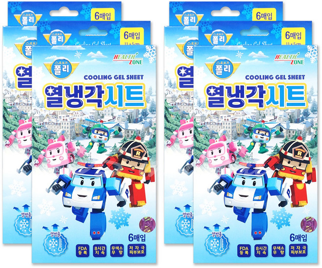 로보카폴리 어린이 캐릭터 열냉각시트 열내림 쿨링시트 6개입, 4개
