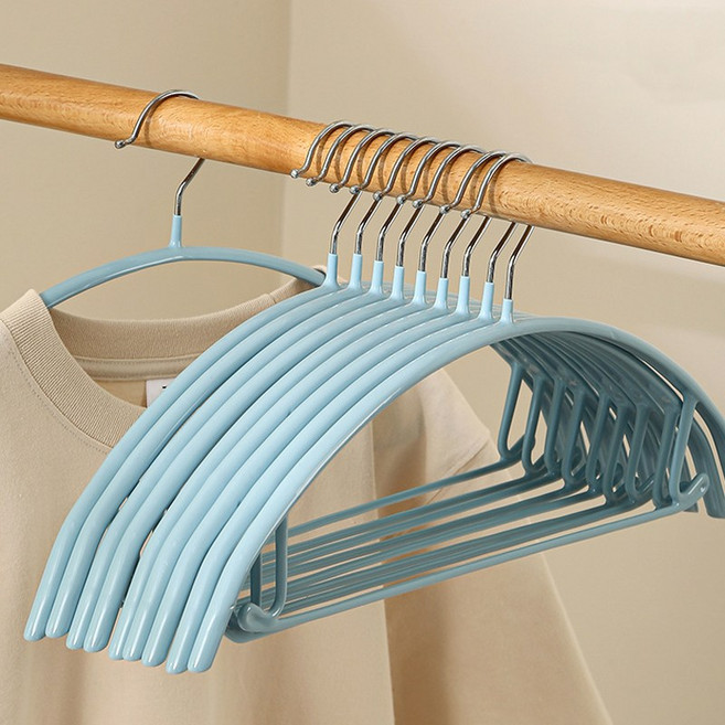 쿠빙홈 베이직 논슬립 어깨 뿔 방지 옷걸이 10개 세트, 1세트, 스카이블루