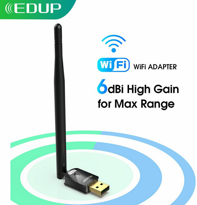 EDUP MS855 미니 USB WIFI 어댑터 6DBI 고이득 안테나가있는 50MBPS 무선 네트워크 수신기 MT760 칩셋 802 N 장거리, 1개