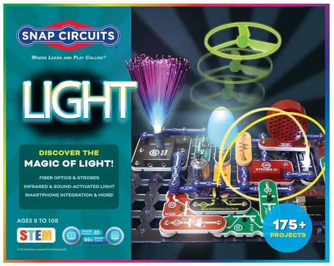Snap Circuits 라이트 일렉트로닉 탐색 키트 & 풀 컬러 매뉴얼 & 55개 이상 스냅 서킷 포함 세트 175 STEM, 1개 - 쿠팡