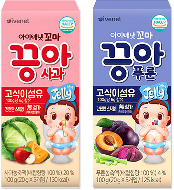 아이배냇 꼬마 끙아젤리 5개입 100g, 1세트, 사과1개+푸룬1개