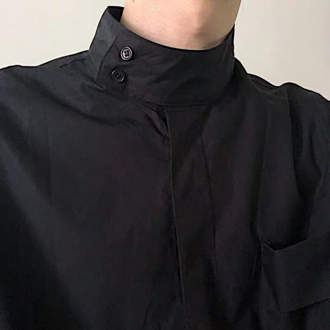 【Gshop.】設計感長袖襯衫，極簡半高領男裝，舒適透氣，俐落有型