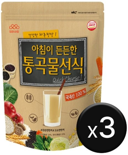 엄마사랑 아침이 든든한 통곡물 선식, 3개, 1.3kg