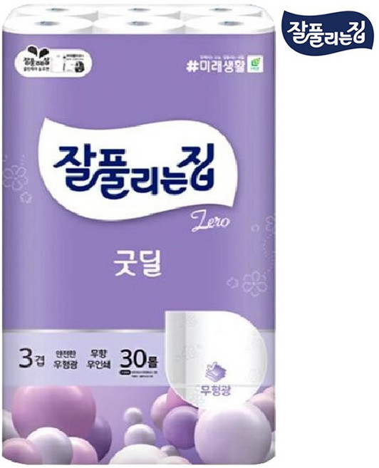 잘풀리는집 굿딜 3겹 무형광 무향 30M 30롤 x1팩, 1개, 30개입, 900m