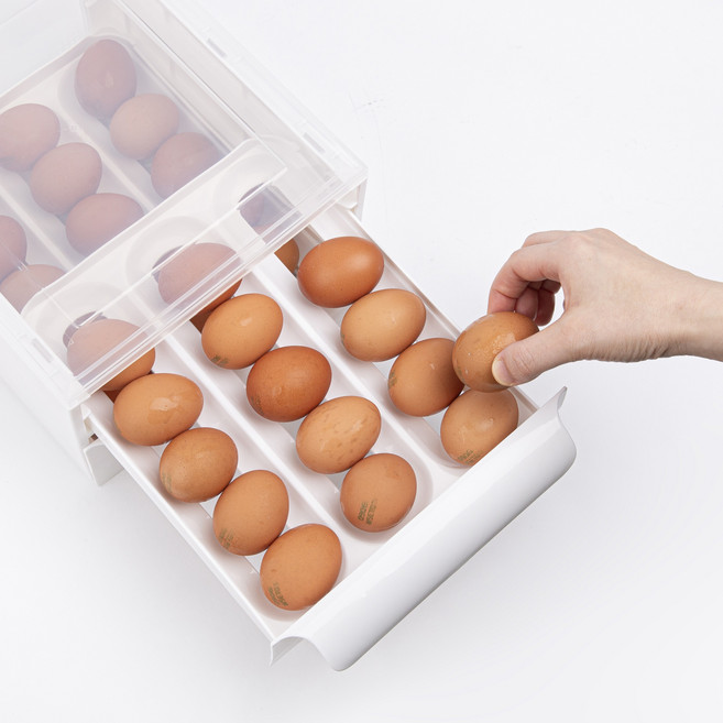 자동 롤링 오일일 서랍형 에그트레이 30구, 크림, 1개