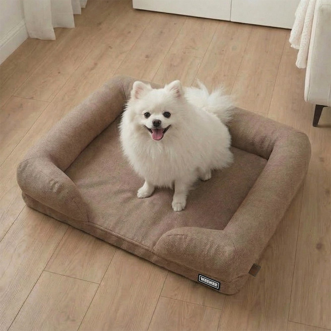 와우와우 강아지 슬개골 탈구예방 디스크완화 풀 메모리폼 방수 방석, 브라운, 1개