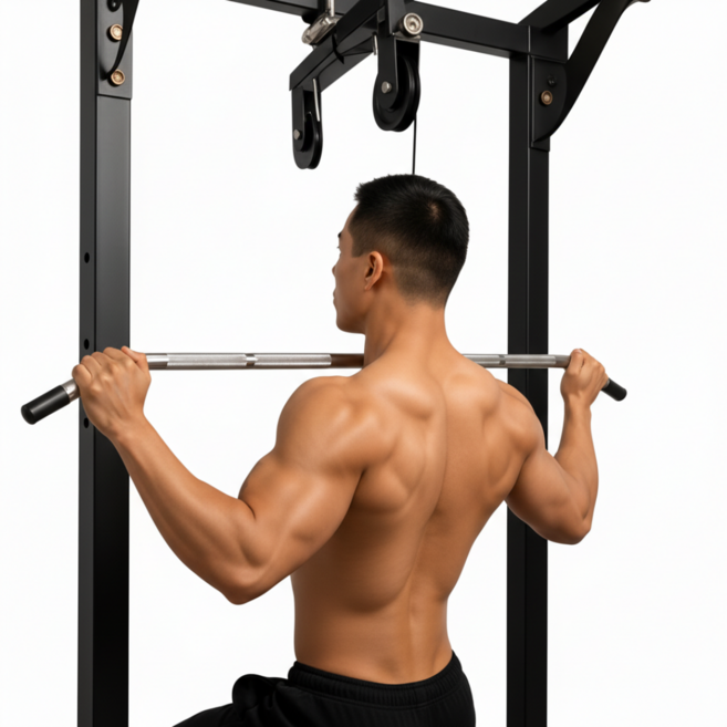 DIYFITNESS 가정용 집헬스장 렛풀다운 도르래 머신 케이블 삼두운동 등근육 팔운동 랫풀다운 머신, 블랙, 1세트, 32MM원형머신+2.5M와이어세트+2.0로딩핀