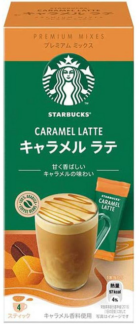 Starbucks 일본직구 스타벅스 프리미엄 믹스 카라멜 라떼 4x6개 세트