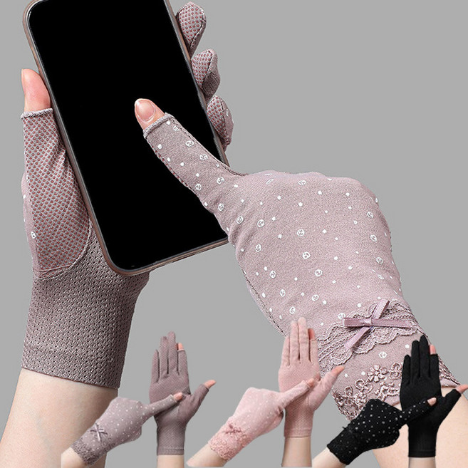 엄지 검지 자외선 차단 여름 봄 메쉬 운전 등산 반장갑 손가락 오픈장갑 스마트폰 터치, 1개, 핑크
