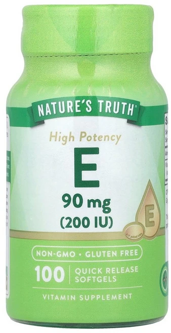 Nature's Truth 비타민E 고효능 (200IU) 빠른 방출 소프트젤 - 90 mg-, 100정, 1 - 쿠팡
