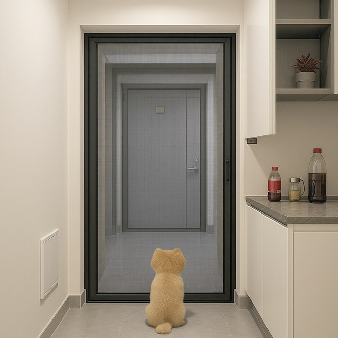 고양이방충망 펫도어방충망 방충문 방묘창 고양이방묘문 펫도어, 1개, 블랙