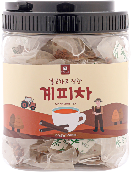 [미세플라스틱 없는 생분해필터] 미담식품 계피차 삼각티백, 1g, 100개입, 1개
