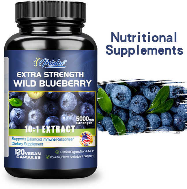 야생 블루베리 추출물 (통째로) - 항산화 노화 방지 두뇌 및 눈 건강 증진, 1개, 60정