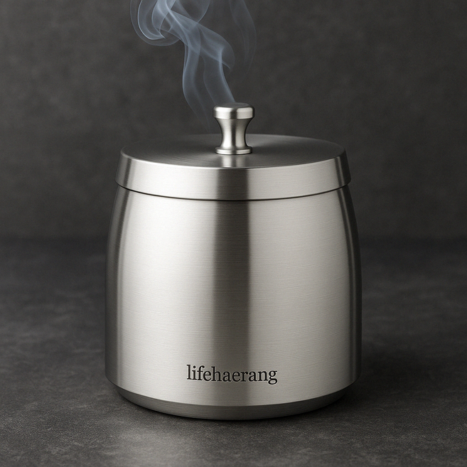 생활해랑 냄새차단 스테인리스 재떨이, 1개, 메탈릭실버