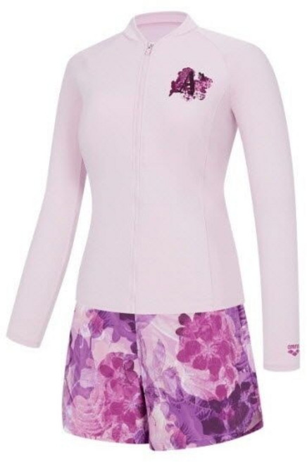 국내백화점 아레나 피오니 레귤러핏 집업 래쉬가드 세트 여름필수템 아쿠아웨어, 85, 바이올렛