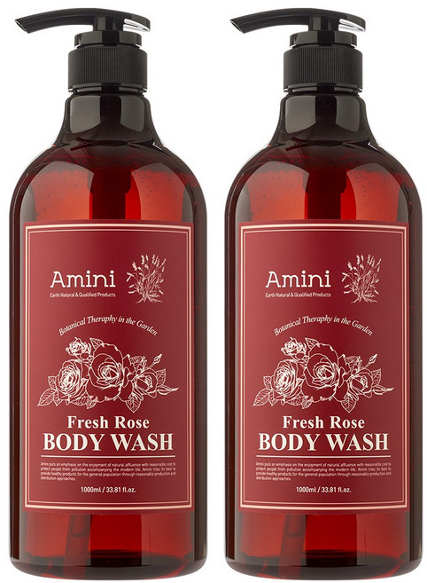 아미니 플라워테라피 프레쉬로즈 바디워시, 2개, 1L
