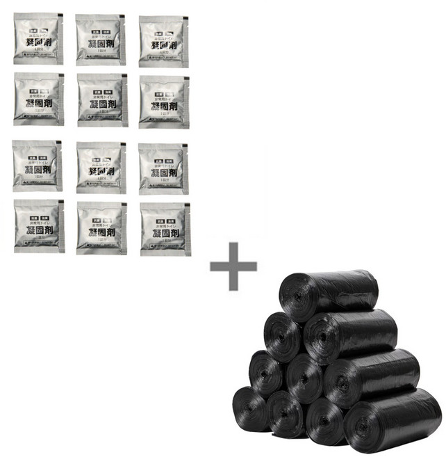 베베어스 소변응고제 변기비닐봉투 60개 세트 캠핑용품 간이화장실 임시변기 차박용 캠핑용 변기, 응고제+봉지(60P세트)