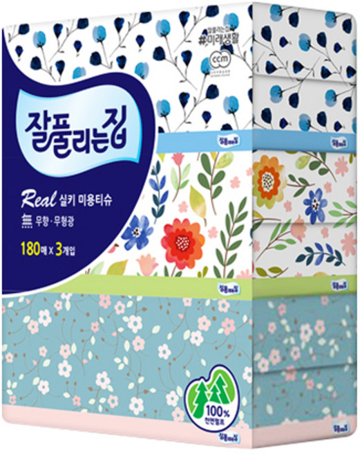 미래생활 잘풀리는집 리얼실키 미용티슈 180매 3입