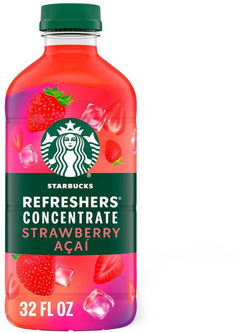 Starbucks Refreshers 농축액 라임 수박 상쾌한 음료 차가운 음료 946.4ml (32온스), 32액량 온스(1개입), 딸기 아사이, 1