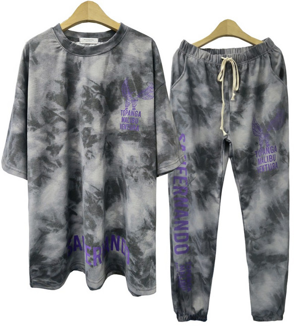 민트위니 여성용 독수리물나염 트레이닝복세트 조거팬츠 상하세트 반팔 티셔츠 츄리닝복세트 운동복