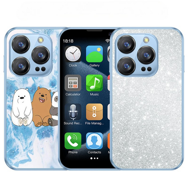 2Pcs DIY 스티커 SOYES XS18 Pro 새로운 2GB RAM 16GB ROM Android 9.0 얼굴 인식 듀얼 SIM 듀얼 스탠바이 3G 네트워크 3.0" 스마트폰, Sky Blue