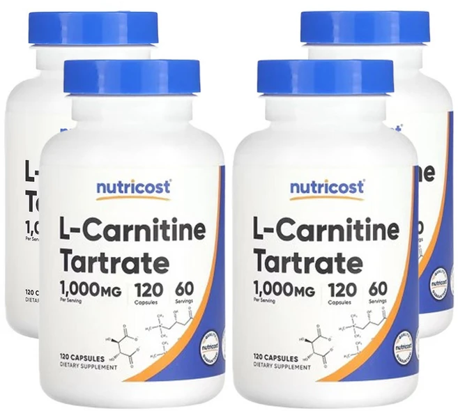 뉴트리코스트 l-카르니틴 타르타르산염 1 000mg 120캡슐(1캡슐당 500mg), 4개, 120정 - 쿠팡