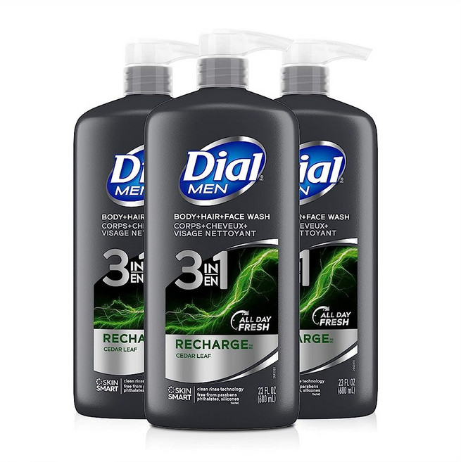 다이알 남성 바디 헤어 페이스 워시 680ml 3개입, 3개