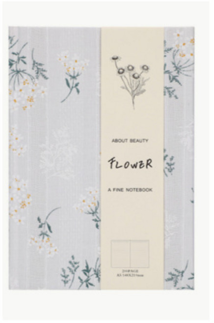 보스케 플라워 패브릭 하드커버 양장 줄노트, 베이지, 1개