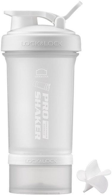 프로쉐이커 락앤락 보틀 600ml + 컨테이너 140ml, 매트화이트, 1개