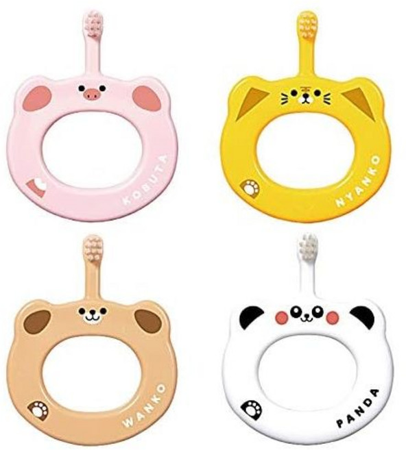 Ciメディカル Ci 아기 칫솔 동물 반지 4종 세트 (돼지 팬더 고양이 개) 일본 출고 키즈, Ciメディカル Ci 아기 칫솔 동물 반지 4종 세트 (, 1개
