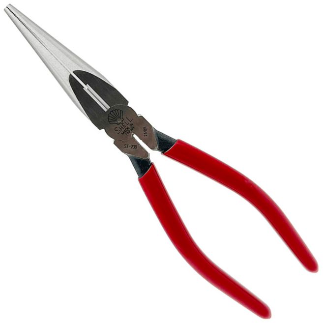 일제 롱노우즈 롱로즈 플라이어 8인치 200mm 쉘, 1개