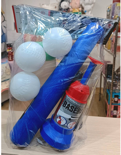 彈跳棒球組 附棒球與打擊器, 藍色, 1個