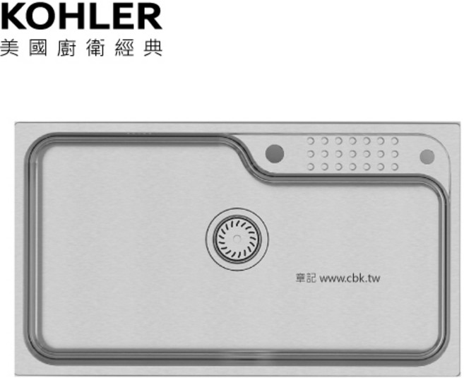 KOHLER Aleo 不鏽鋼單槽水槽 (70x47cm) K-80231T-2KD-NA, 1個