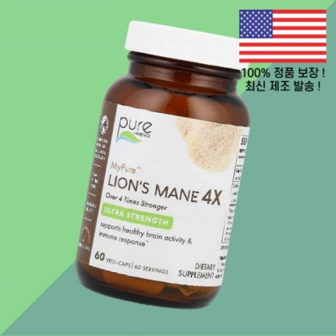 퓨어 에센스 마이퓨어 4X 울트라 스트렝스 식물성 베지캡슐 60정 Pure Essence MyPure Lion's Mane Ultra Strength 60 Vegi Caps - 쿠팡