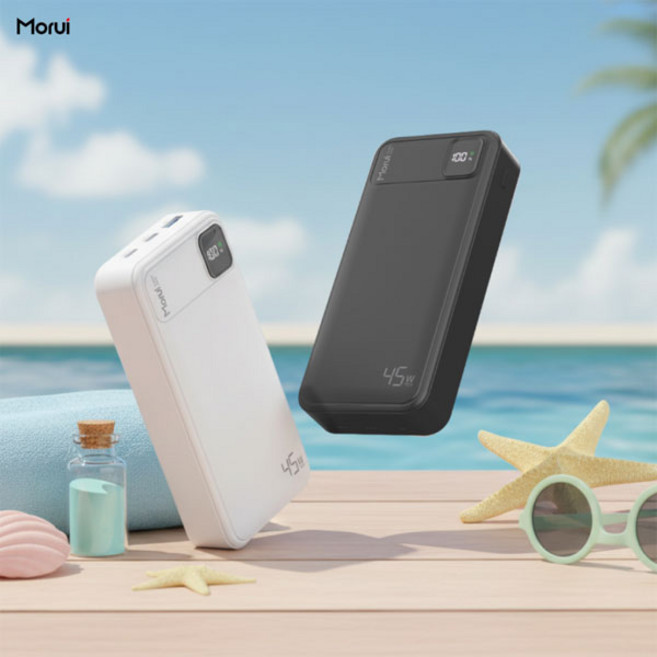 모루이 45W 20000mAh PD PPS 초고속 충전 2.0 대용량 기내 반입 보조배터리 패스스루 MT-45 (화이트), 블랙 화이트