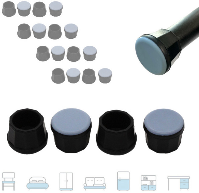 [커버형-대] 이지슬라이드 층간소음방지 테프론 가구슬라이딩패드 식탁의자다리커버 4개입 4팩세트