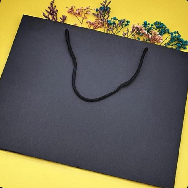 가로 손잡이 쇼핑백 검정 크라프 두꺼운 포장지 대형 운반 든든한, 1개, 상세페이지 참조