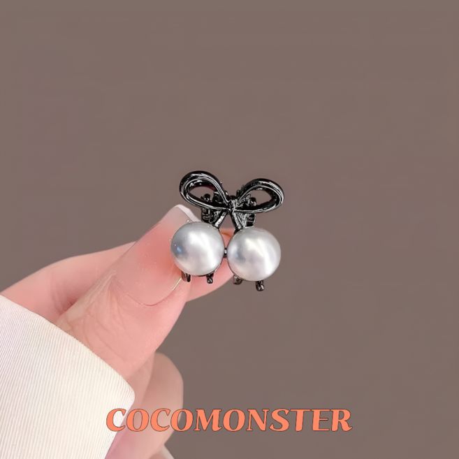 COCOMONSTER 프리미엄 메탈 미니 진주 옆머리 헤어 집게핀 포인트 집게핀