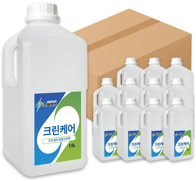 비츄인 크린케어 (구.순수케어) 1.5L 리필액 알콜 58.8 주방 기구 뿌리는 살균소독제, 12개