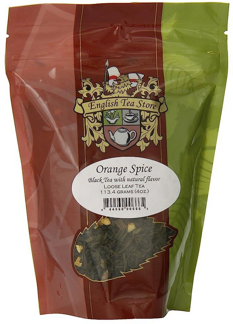 English Tea Store 루즈 리프 루이보스 허브 티 118.3ml(4온스), Orange Spice 천연 맛 홍차 파우치, 4 Ounce (Pack of 1), 1개, 1개