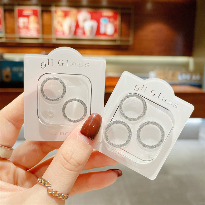 iPhone Pro Max 鏡頭膜, 一體閃粉鏡頭貼-銀色,14/14Plus, 1個