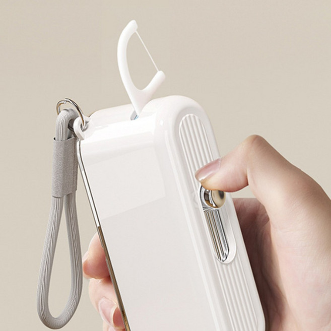 엄지꾹 치간칫솔 손잡이치실 일회용치실케이스 치실보관함 홀더, 화이트