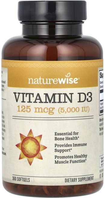 NatureWise Vitamin D3 5000 IU [360일분] 네이쳐와이즈 비타민 D3 5000IU, 1개, 360정 - 쿠팡