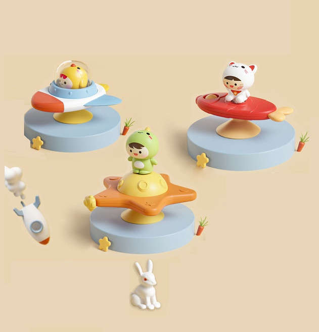 指尖陀螺 轉轉樂 泡澡玩具, 1個, 超萌B隊(小貓.小雞.恐龍)
